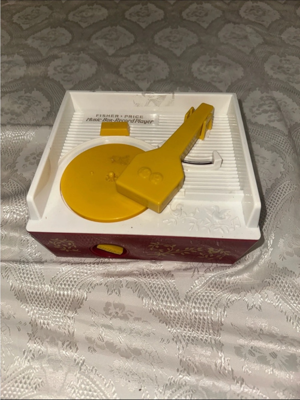 Fisher-Price White, Yellow and Red Retro Music Box Record Player 1971